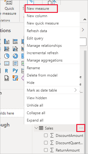 Create a new PowerBI measure. Create a new PowerBI measure.